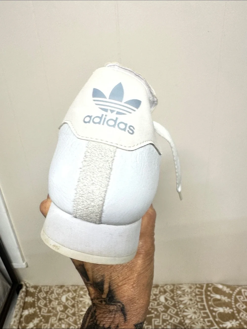 adidas Samoa White and Light Gray Low-Profile Retro Sneaker